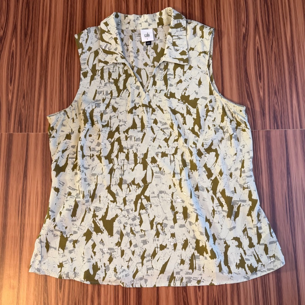 Haute Camo Earth Angel Naturalist Blouse‎ Flurry Cabi 4356 Olive Green Sz Large
